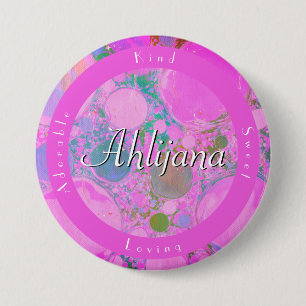 Girly Neon Planets Liquid Art Oil und Acrylname Button