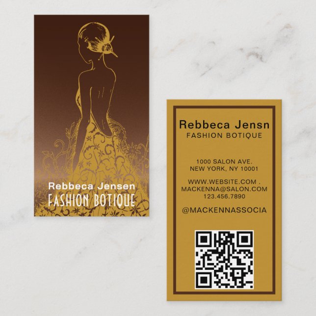 Girly New York Fashion Designer Business Card Visitenkarte (Vorne/Hinten)