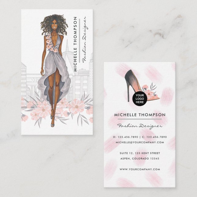 Girly New York Fashion Designer Visitenkarte (Vorne/Hinten)