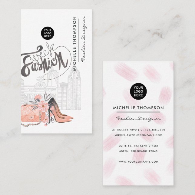 Girly New York Fashion Week Designer Visitenkarte (Vorne/Hinten)