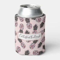 Girly Niedlich Floral Pink Schwarzer Ananas Muster