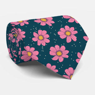Girly Niedlich Modern Blue Pink Blume Krawatte