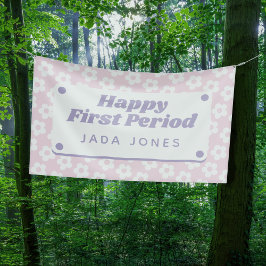 Girly Niedlich Pastel Pink Blume Erste Periode Par Banner