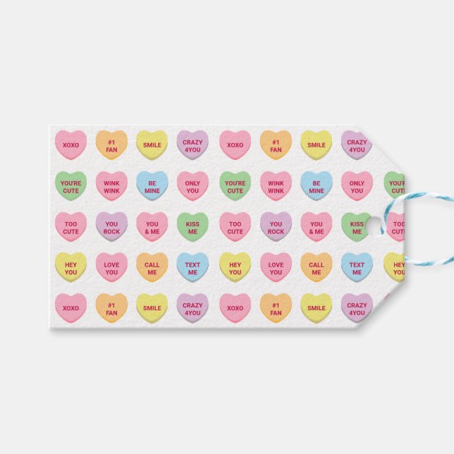 Girly niedlich Pastells Gesprächsherzen Valentinin Geschenkanhänger (Vorderseite (Horizontal))