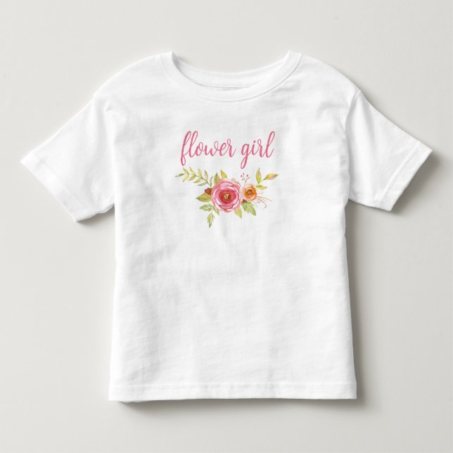 Girly Niedlich Pink Script Wedding Flower Girl Kleinkind T-shirt (Vorderseite)