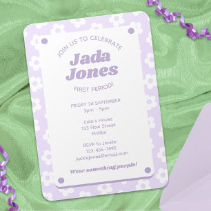 Girly Niedlich Purple Flowers Erstes Party Einladung