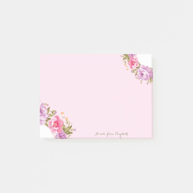 Girly Niedlich Stylish Chic Floral - Personalisier Post-it Klebezettel (Vorderseite)