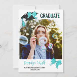 Girly Niedlich Turquoise Bows Fotos Abschluss Ankündigung