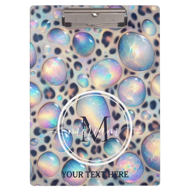 Girly Opal Leopard Print Office School Klemmbrett (Vorderseite)