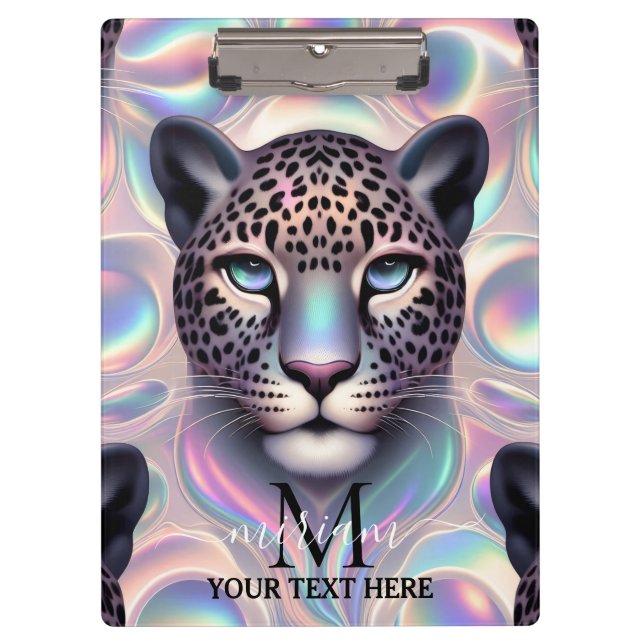 Girly Opal Leopard Print Office School Klemmbrett (Vorderseite)