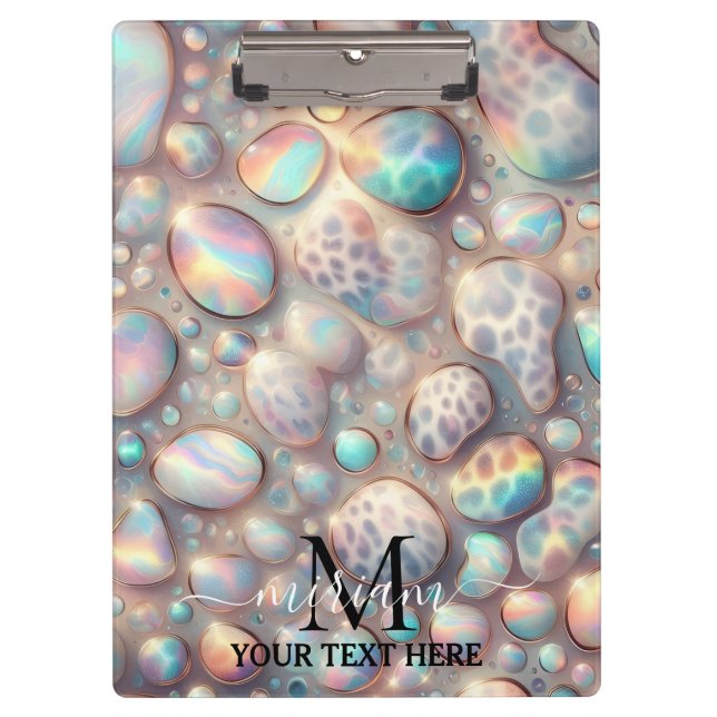 Girly Opal Leopard Print Office School Klemmbrett (Vorderseite)