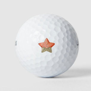 Girly Orange Gold Starfish Golfball