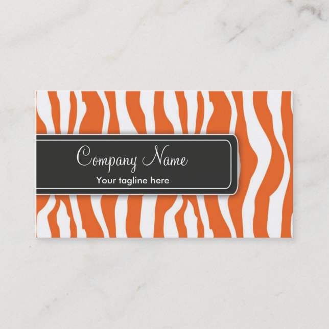 Girly orange Zebra-Druck-Visitenkarte Visitenkarte (Vorderseite)