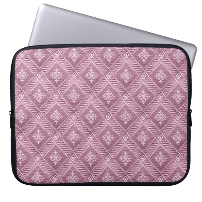 Girly Orchid Pink Damask Muster Laptopschutzhülle (Vorderseite)