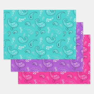 Girly Paisley Bandana Sortiment Geschenkpapier Set