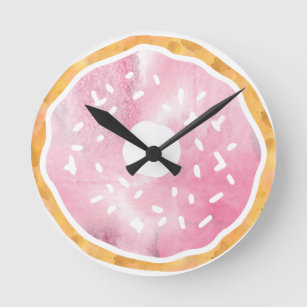 Girly Pale Donut Clock Runde Wanduhr