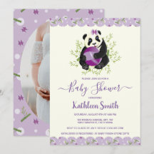 Girly Panda Bear Babydusche Pale Lilac Foto