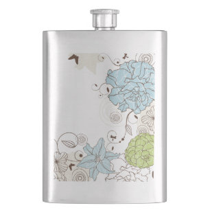 Girly Pastel Blume und Wirbel Flachmann