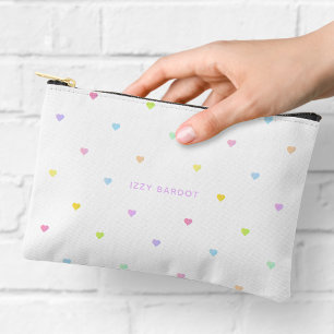 Girly Pastel Hearts Pattern Pouch Zubehörtasche
