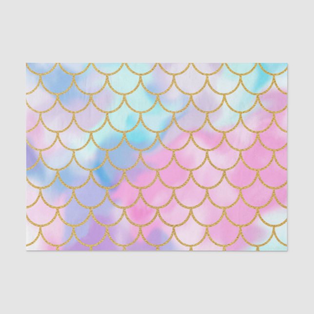 Girly Pastel Ombre Gold Glitzer Mermaid Seidenpapier (Vorderseite)