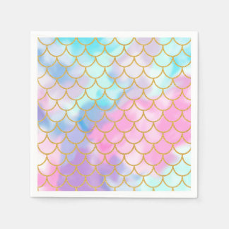Girly Pastel Ombre Gold Glitzer Mermaid Serviette