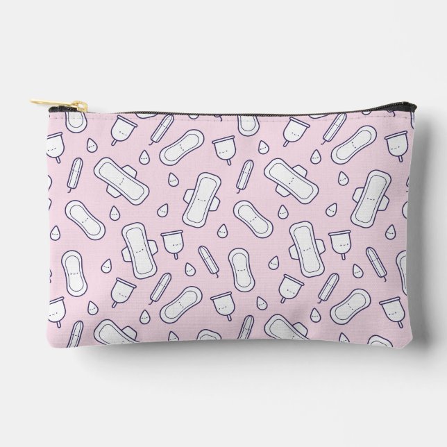 Girly Pastel Pink Cartoon Pad Erster Zeitraum Zubehörtasche (Vorderseite)