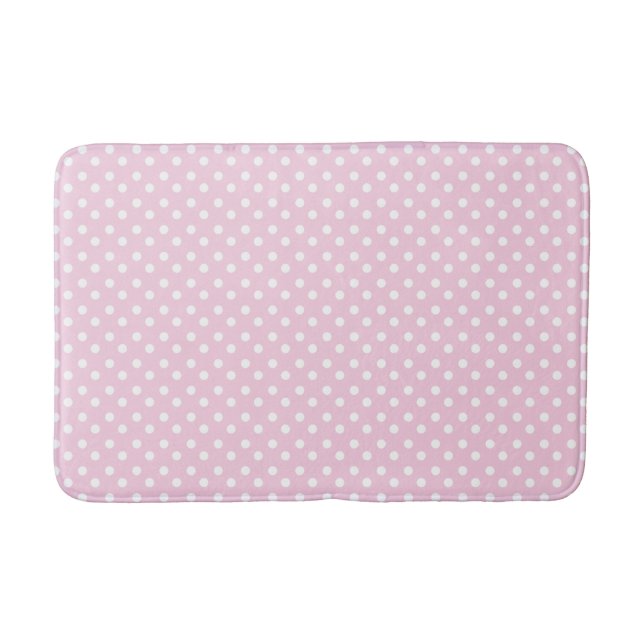 Girly Pastel Pink mit weißen Polka Docks Badematte (Vorderseite)