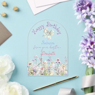 Girly Pastel Wildflower Satin Coquette  Acryleinladungen