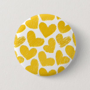 Girly pastellgelbe Liebe Herz Muster Button