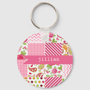Girly Patchwork-personalisierter Schlüsselanhäng Schlüsselanhänger