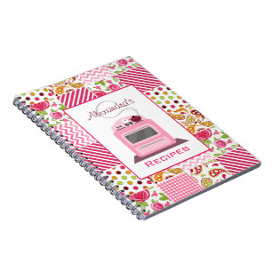 Girly Patchwork u. Retro Ofen-Rezept-Notizbuch Notizblock