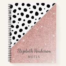 Girly Personalisiert Black Dots Rose Gold Glitzer 