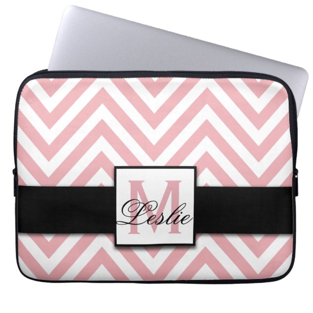 GIRLY, PERSONALISIERTER KRALPINK ZICKZACK PATTER LAPTOPSCHUTZHÜLLE (Vorderseite)