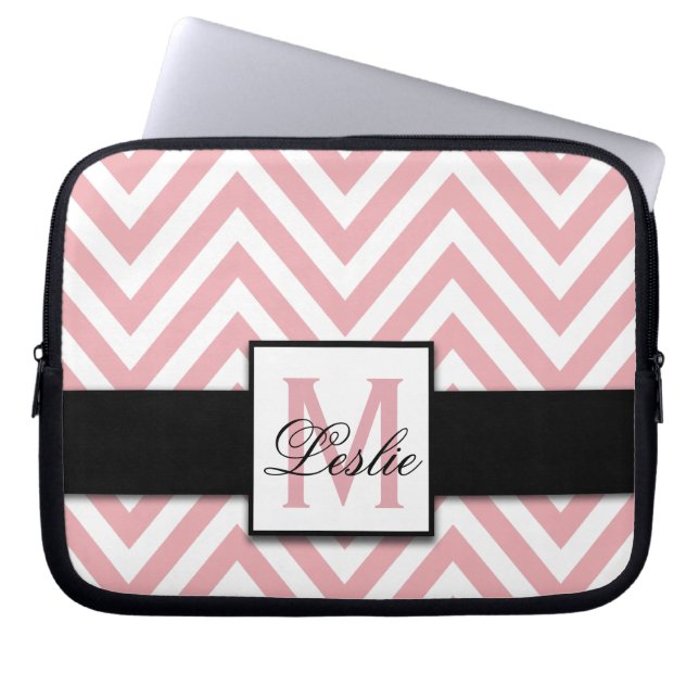GIRLY, PERSONALISIERTER KRALPINK ZICKZACK PATTER LAPTOPSCHUTZHÜLLE (Vorderseite)