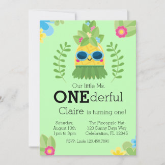Girly Pineaple Frau Onederful Erste Einladung