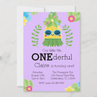 Girly Pineaple Frau Onederful Erste Einladung