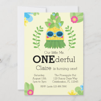 Girly Pineaple Frau Onederful First Einladung