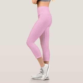 Girly Pink 60er Gingham Kariert Checkered Pattern Capri Leggings