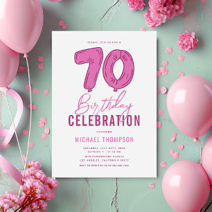 Girly Pink 70. Geburtstagsparty Einladung