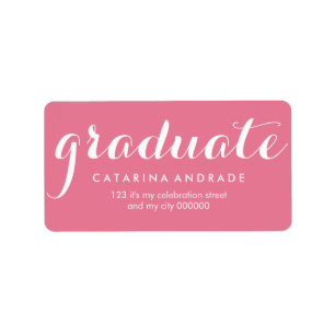 Girly Pink Abschluss Modernes kalligraphisches Gra Adressaufkleber