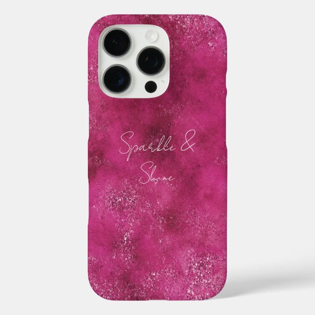 Girly Pink Abstrakt Glitz Glam Glitzer iPhone 16 Pro Hülle (Rückseite)