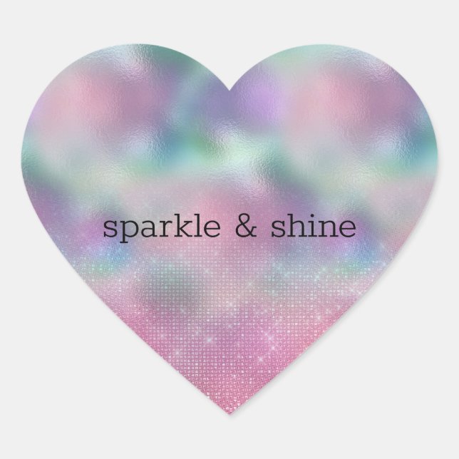 Girly Pink Aqua Rainbow Mermaid Sparkle Herz-Aufkleber (Vorderseite)