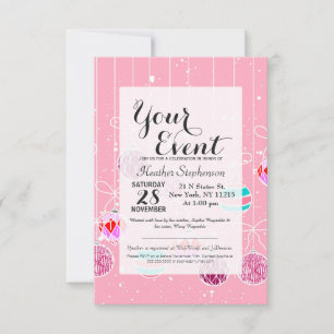 Girly Pink Aquamarin Glam Weihnachtsschmuck und Sc Einladung