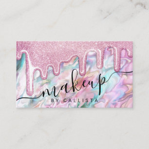 Girly Pink Aquamarin Pearl Opal Glitzer Tropfen Ma Visitenkarte