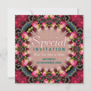 Girly Pink & Aquamarine Rose Special Party Einladu Einladung