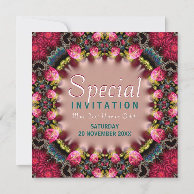 Girly Pink & Aquamarine Rose Special Party Einladu Einladung (Vorderseite)