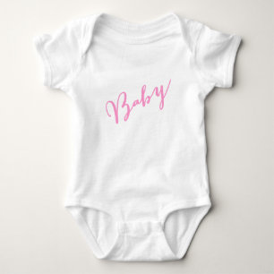 Girly Pink Baby Hand Letter Script Strampler