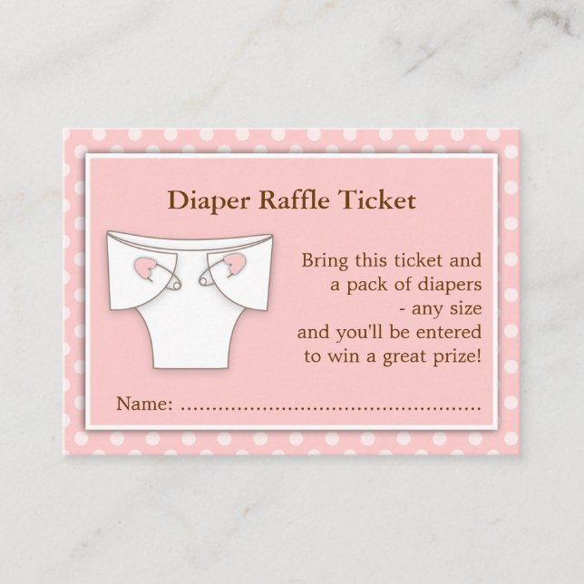 Girly Pink Baby Showdusche Windeln Raffeleinlage B Begleitkarte (Vorderseite)