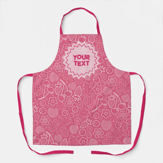 Girly Pink Berry Strawberry Cherry Modern. Schürze (Vorderseite)