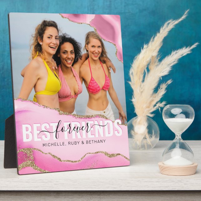 Girly Pink Best Friends Forever Foto Fotoplatte (Seite)
